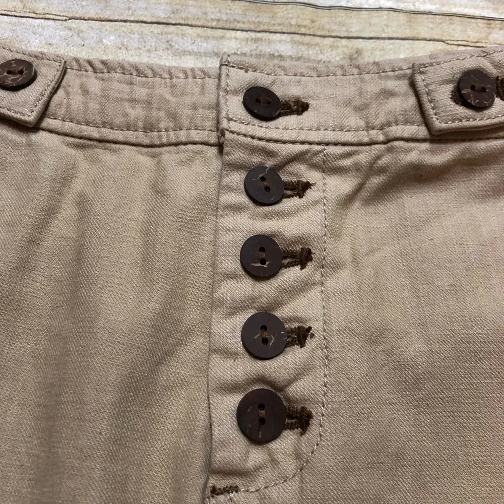 Anthropologie Daughters of the Liberation Tan Cotton Linen Blend Skirt